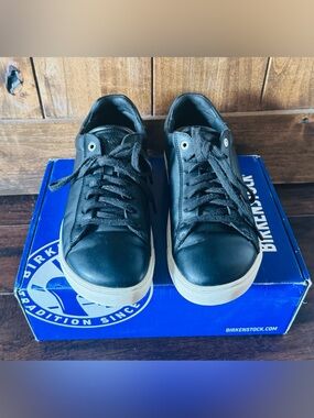 Birkenstock Black Leather Women’s Sneakers with White Soles